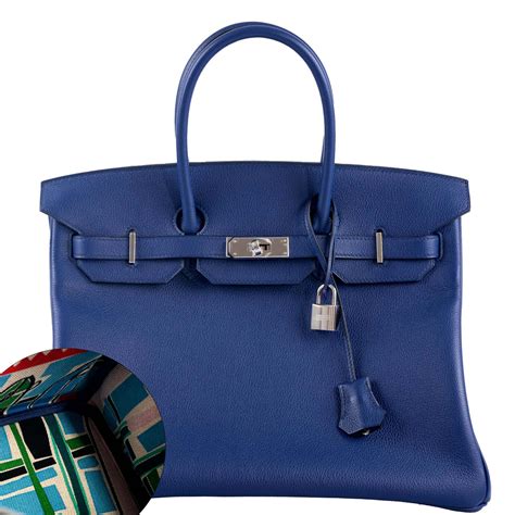 Hermès Birkin 35 Blue Sapphire Novillo with 'Sea, Surf and Fun 